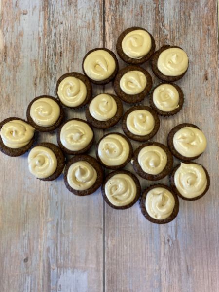 brownies with whipped caramel ganache finished