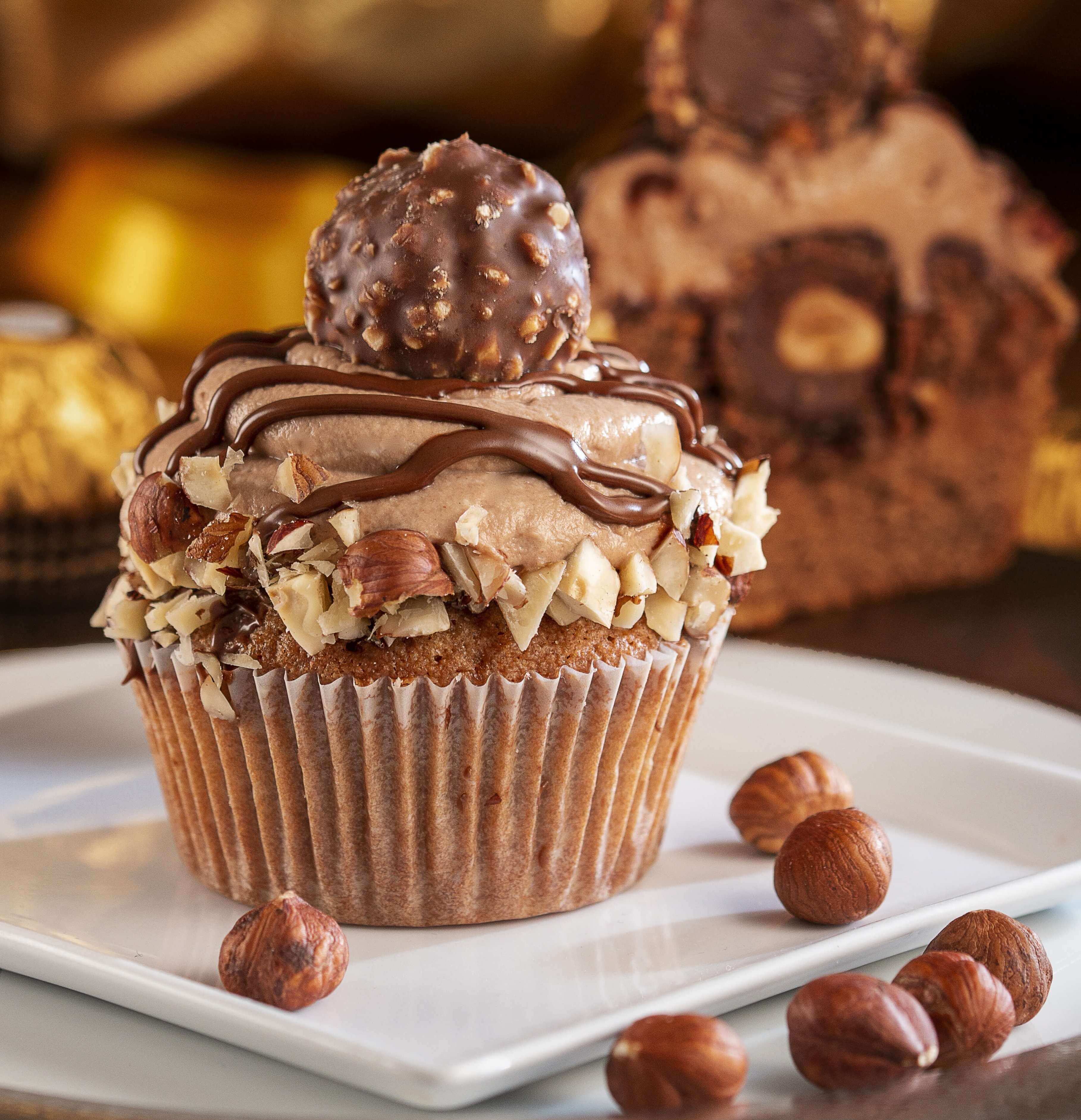 gorgeous elegant decorated chocolate cupcake with candy