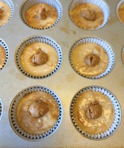 easy banana muffins with cookie butter swirl and filling