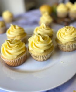 dairy-free mango cupcakes with mango frosting