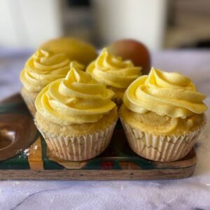 dairy-free mango cupcakes with mango frosting