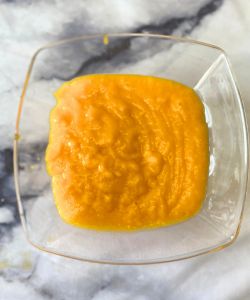 finished mango puree for mango frosting