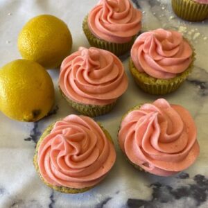 lemon poppy seed cupcakes fresh raspberry buttercream frosting