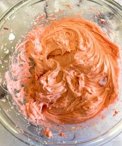 add raspberry puree and whipping cream