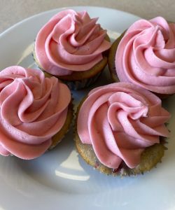 finished raspberry sorbet cupcakes