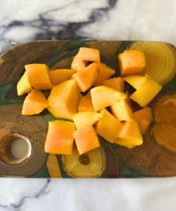 cut the mango into chunks for puree