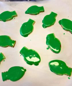 decorated easy green Christmas light cut-out cookies