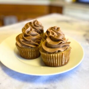 homemade banana cupcakes with nutella buttercream frosting