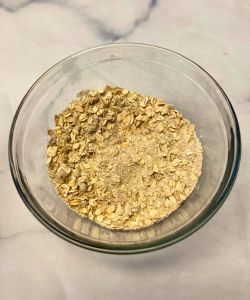 mix dry ingredients for maple pecan crumble