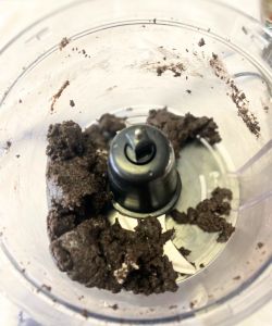 pulse oreos and cream cheese in food processor until you get dough