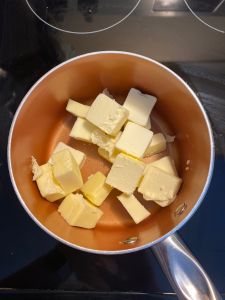 cut up butter for browned butter maple scones browned butter maple glaze