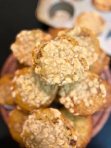 finished banana cinnamon sugar muffins with streusel