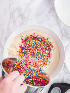 put sprinkles in easy funfetti cake pops