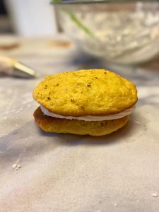 assembled easy dairy-free banana coconut cream whoopie pie