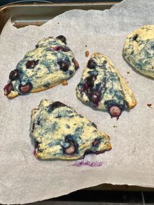 baked blueberry vegan scones with lemon glaze