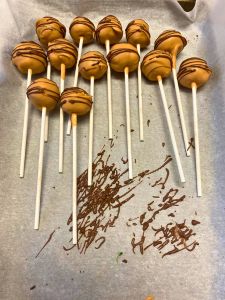 drizzled chocolate salted caramel cake pops