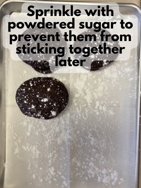 sprinkle whoopie pies with powdered sugar