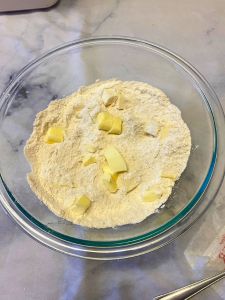 mix butter into dry ingredients