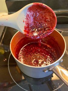 remove puree for raspberry buttercream frosting from heat