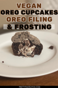 vegan oreo cupcakes with oreo filling and frosting