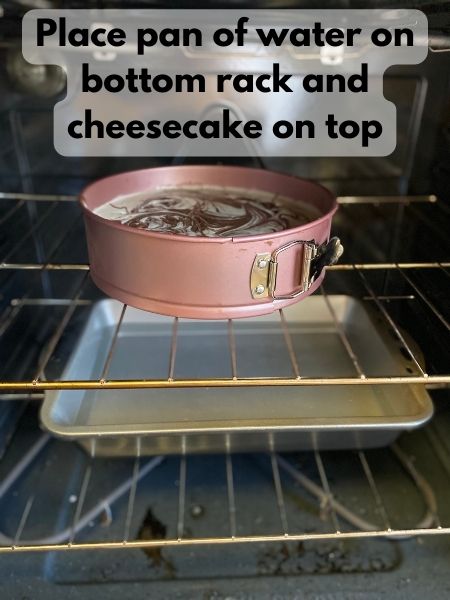 place boiling water under cheesecake to bake