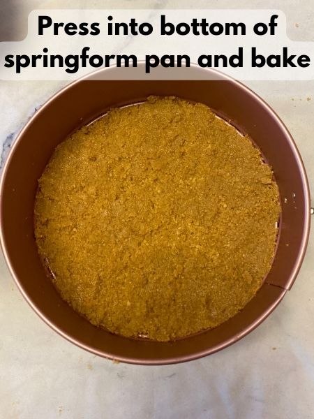 press graham cracker crumbs into pan and bake