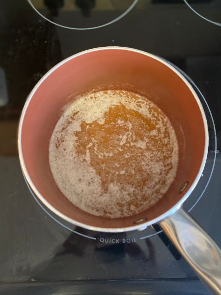 froth subsides and you cane see milk fat solidifying