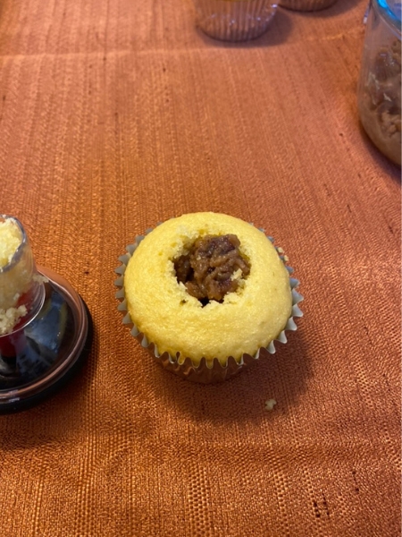 fill in cupcake with pecan pie filling