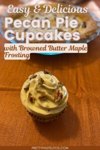 pecan pie cupcakes with browned butter maple frosting pin