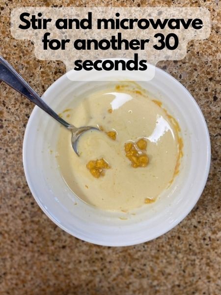 stir butterscotch chips and cream and microwave another 30 seconds