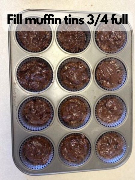 fill muffin tins with Oreo muffin batter