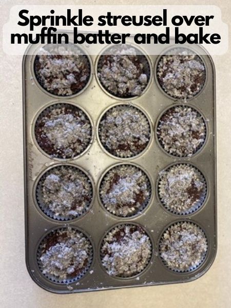 sprinkle Oreo streusel on muffins