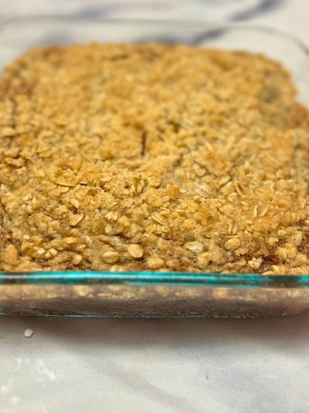 baked vegan banana cinnamon sugar bars