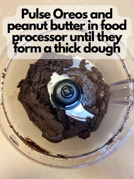 put Oreos and peanut butter in food processor