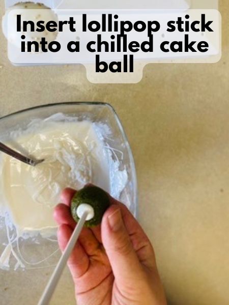 insert lollipop stick in cake pop