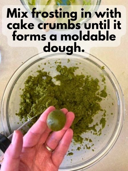 combine cake and frosting until it forms a dough