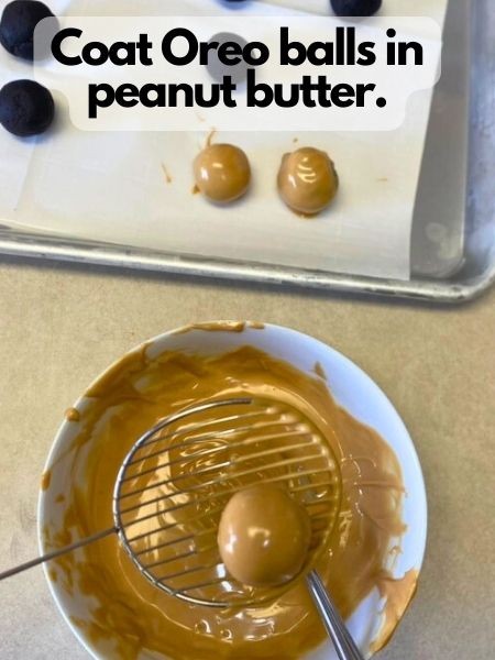 coat Oreo balls in peanut butter