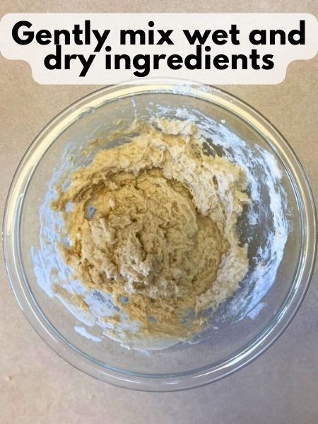 mix wet and dry ingredients