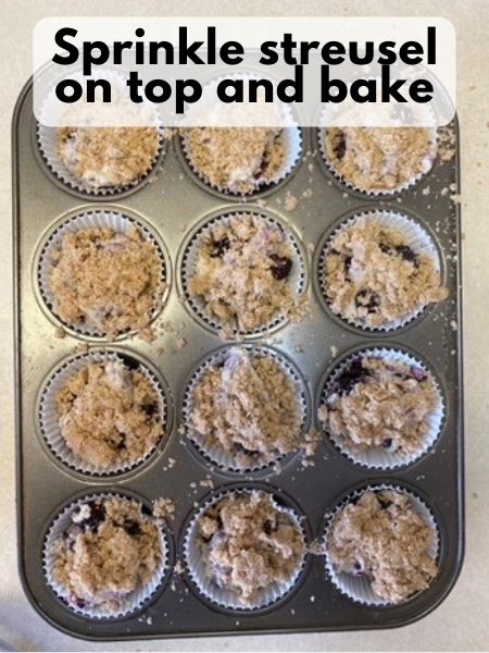 sprinkle streusel on top of muffin batter