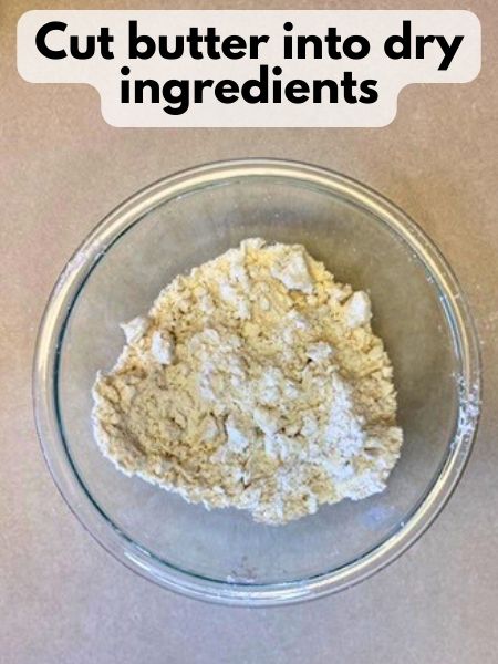 Cut butter into dry ingredients