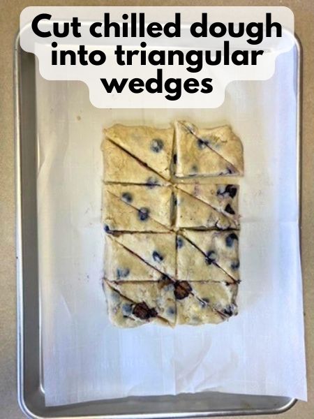 Cut dough into triangular wedges