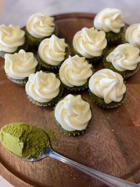 finished mini matcha cupcakes