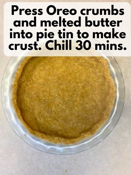 Press Oreo crumbs and butter into pie tin