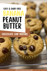 banana peanut butter chocolate chip muffins pin