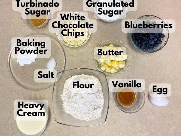 blueberry white chocolate chip scones ingredients