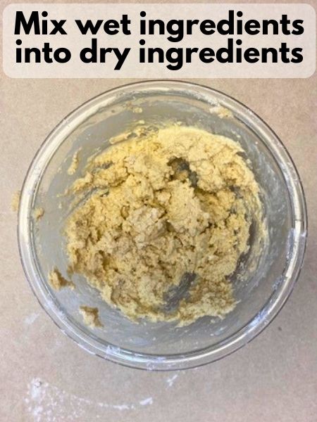 mix wet and dry ingredients