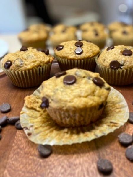 banana peanut butter chocolate chip muffins