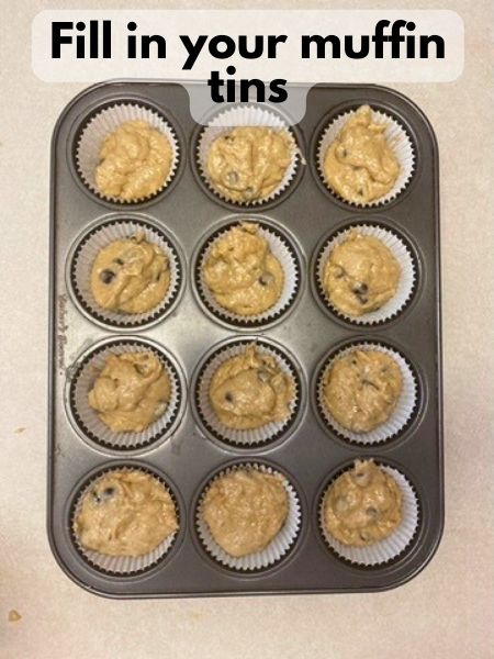 fill muffin cups with batter