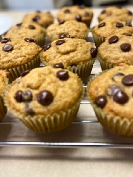 banana peanut butter chocolate chip muffins