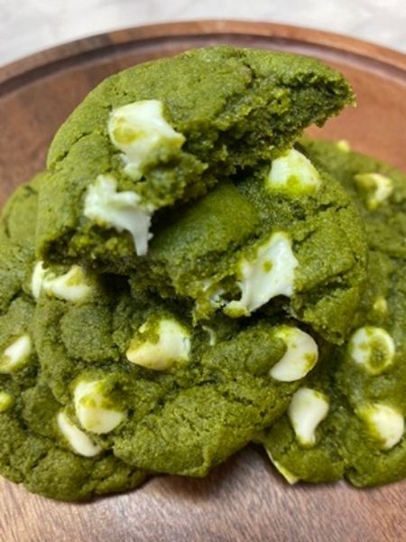 matcha cookies with white chocolate chips